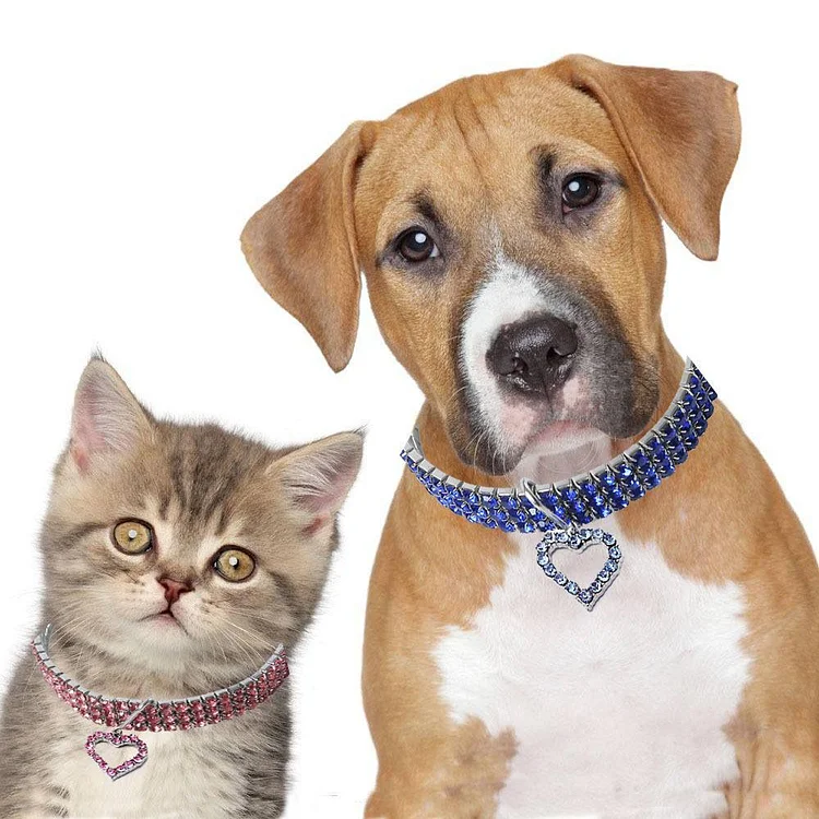 Gold dog Chain - Crystal Heart Pets Collar | 168DEAL