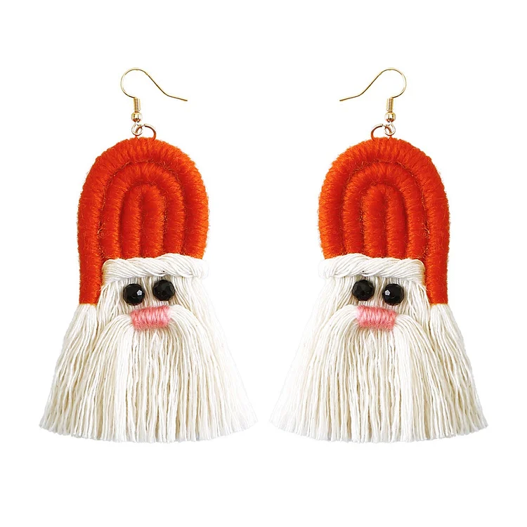 Tinyname® Santa Claus Earrings Bohemian Tassel Woven Earrings