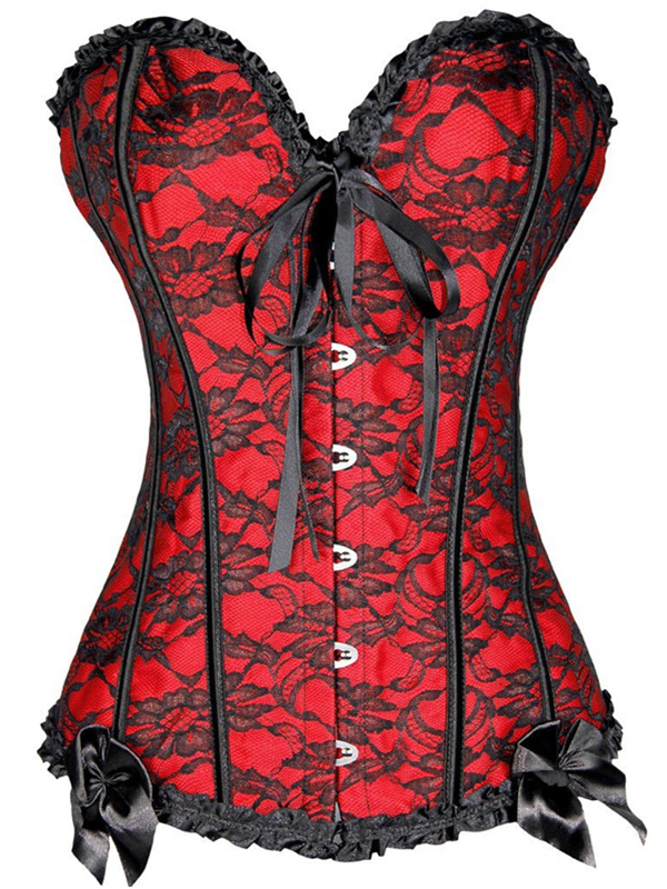 Gothic Dark Bowknot Floral-embroidered Bandaged Sexy Sleeveless Sweetheart Lingerie