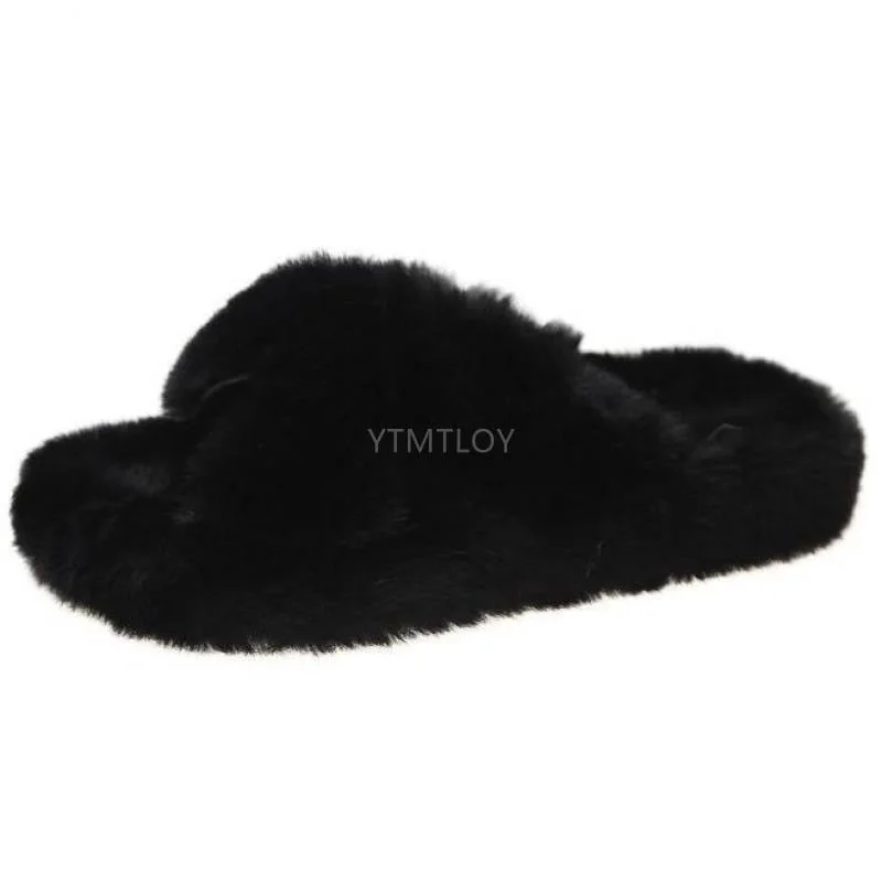 Summer Fluffy Raccoon Fur Slippers Shoes Women Real Fox Fur Flip Flop Flat Furry Fur Slides Outdoor Sandals Woman Amazing Shoes