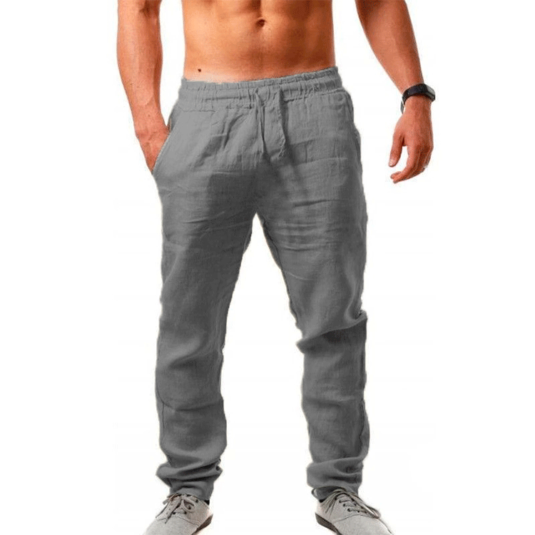 Men's Linen Pants Men's Hip-hop Breathable Cotton And Linen Trousers Trend Solid Color Casual Pants 48a5
