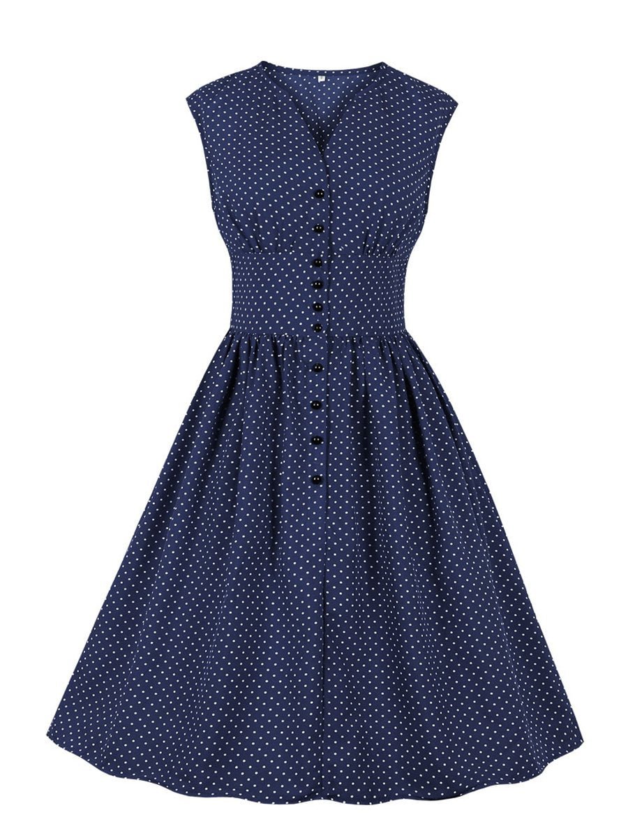1940s Dress Polka Dot Sleeveless Vintage Old Navy Dress