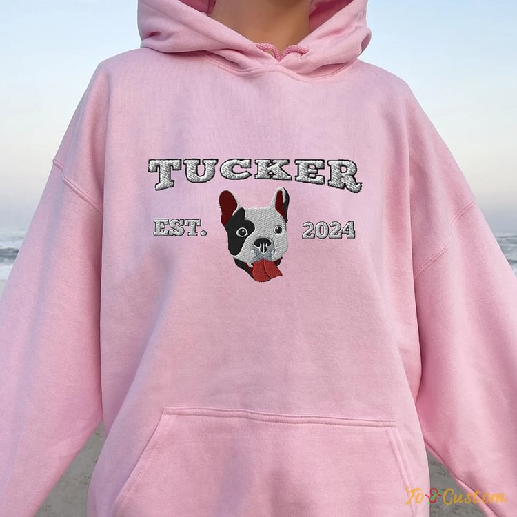 TOSCUSTOM™ Custom Playful Pup Embroidered Dog Face Hoodie For Dog Lover