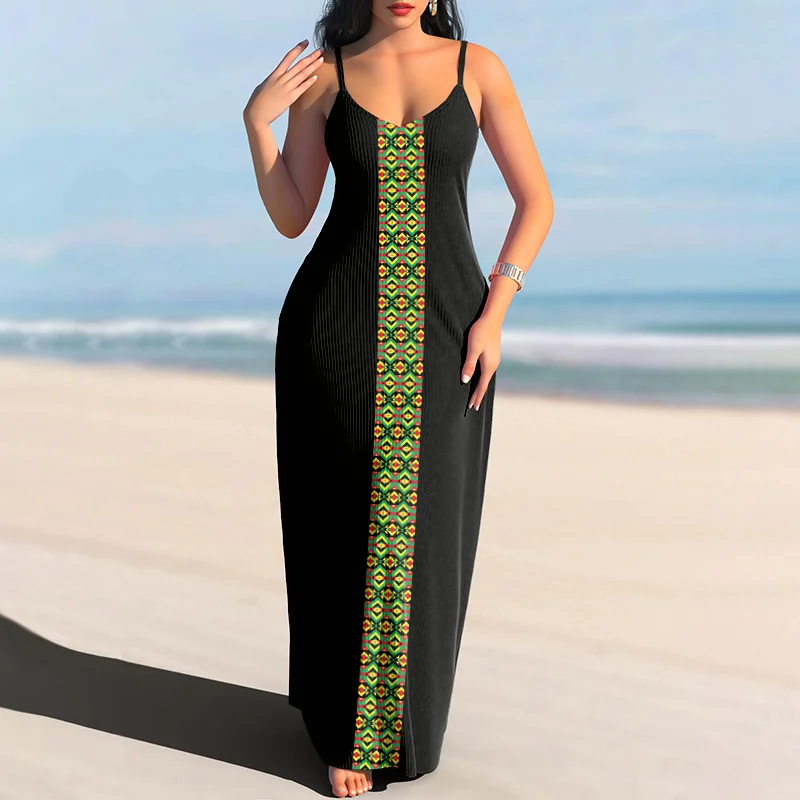 Juneteenth African Print Panel Maxi Dress