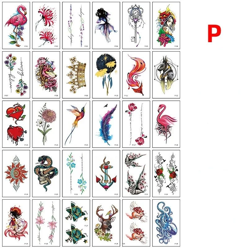 30pcs Ankle Black Line Body Art Flash Fake Waterproof Temporary Tattoos Women Arm Leg Chest Tatto Stickers Custom Flower Tatoos