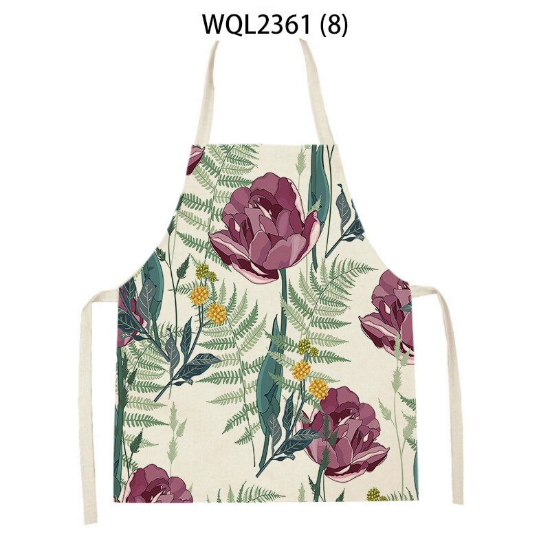 Linen Kitchen Apron - Plant Floral letclo 