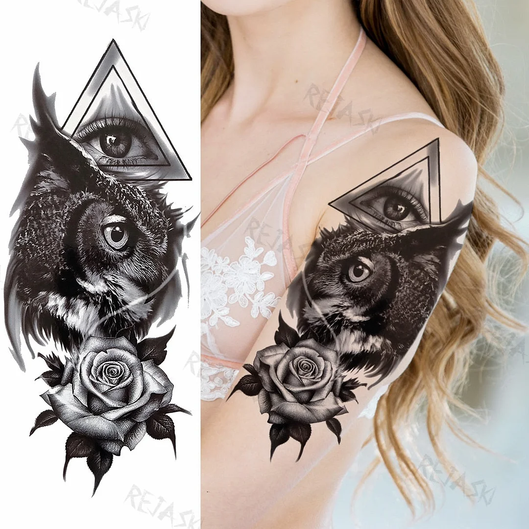 Gangster Wolf Temporary Tattoo For Women Men Death Skull Fake Tattoos Sticker DIY Harajuku Mermaid Waterproof Tatoo Body Art Arm