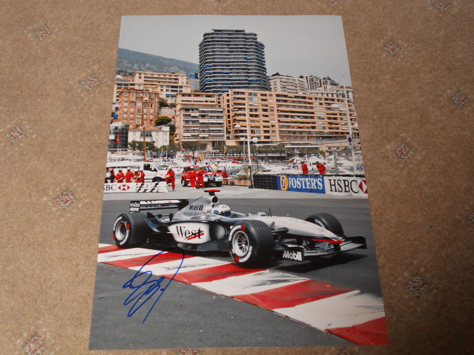 David Coulthard Hand Signed 2003 Monaco Mercedes F1 Photo Poster painting Large.