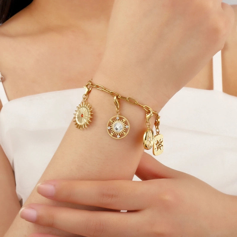 3 PCS/Package Titanium Steel Rhinestones Sun Moon Pendant Jewelry Accessories