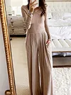 Long Sleeves Shirts Tops+Wide Leg Suits