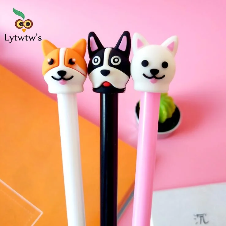 1 Pieces Lytwtw's Cartoon Cute Kawaii Corgi Dog Stationery School Office Gel Pen Supplies Creative Sweet Pretty Lovely Pens