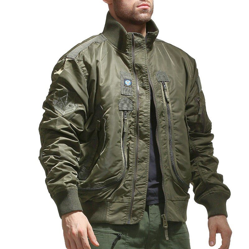 Waterproof Bomber Jacket Outdoor Military Multi-pocket MA-1 Air Force ...