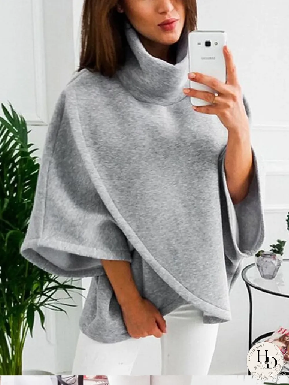 Fleece Asymmetric Large Size Cloak P11787