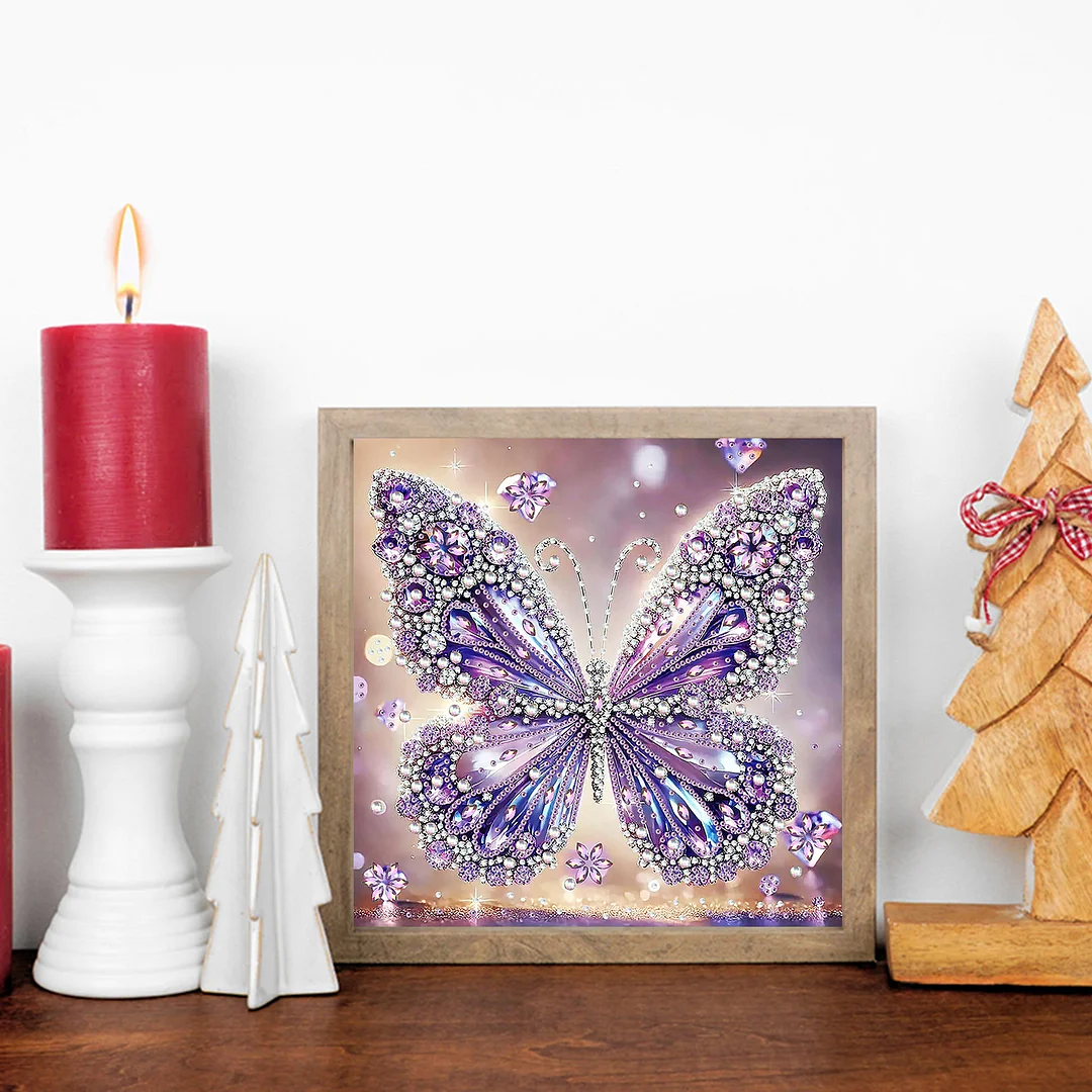 Purple Butterfly - Partial Special Shaped Drill Diamond Painting Kits (Canvas|30*30cm)