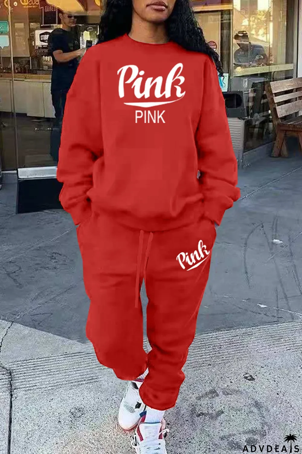 Grey Fashion Casual Letter Print Basic O Neck Long Sleeve Two Pieces