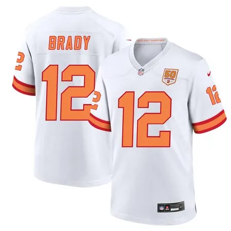 Youth '76 Tampa Bay Buccaneers #12 Tom Brady  White 50th Season Game Jersey