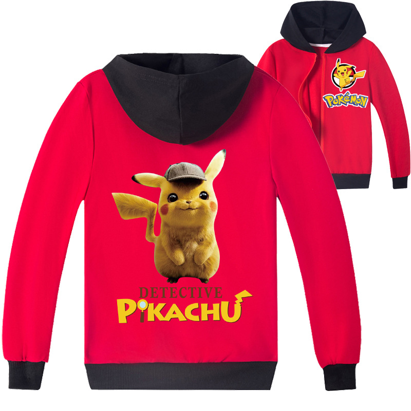 Mayoulove Pikachu Pattern Zipper Jacket | Cute and Comfortable Jacket for Kids | Perfect for Fans of Pikachu | Boys and Girls Aged 3-10 Years Old-Mayoulove