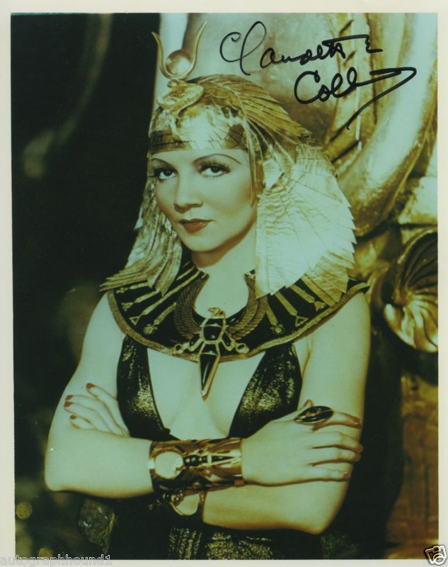 CLAUDETTE COLBERT SIGNED COLOR CLEOPATRA Photo Poster painting RARE!!!