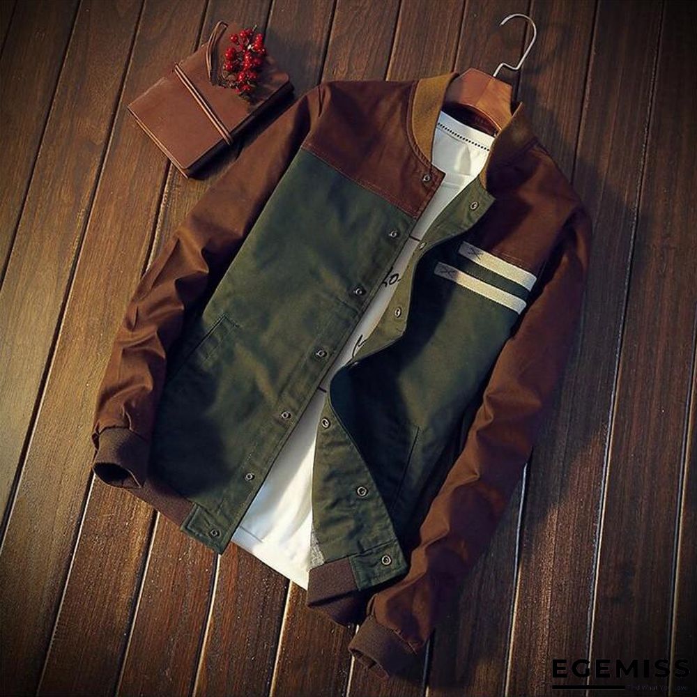 Men Casual Autumn Stand Jacket Cotton Outwear Patchwork Man Coat Size M-3XL | EGEMISS