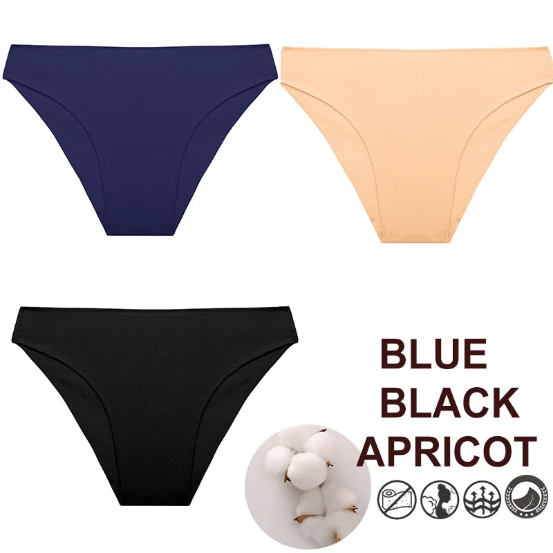 FINETOO 3PCS/Set M-XXL Panties Women Cotton Lingerie Woman Underwear Sexy Femme Underwear Girls Underpant Panty  7 Solid Colors
