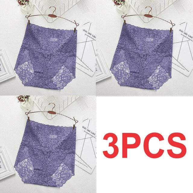 M-XXXL Women High Waist Lace Panties Sexy Underwear Women  Floral Transparent Lingerie Female Briefs Underpants Plus Size Pantys