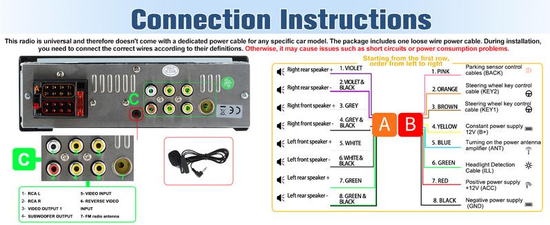 Product Introduction of Universal Single Din Car Stereo with Wireless CarPlay & Android Auto, 6.36 Inch IPS Touch Screen Head Unit with Backup Camera/External Microphone, Car Radio Supports Bluetooth/SWC/FM/USB/TF 16