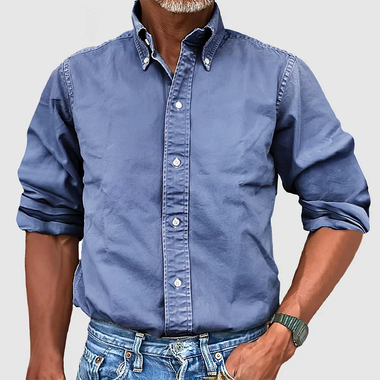 Men's Vintage Premium Washed Long Sleeve Shirt