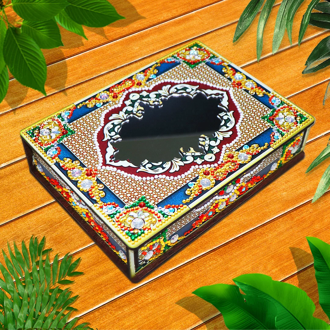 New Diamond Mosaic Set Wooden Box With Mirror Diamond Painting Jewelry Storage Box Diamond Embroidery Diy Girl Birthday Gift