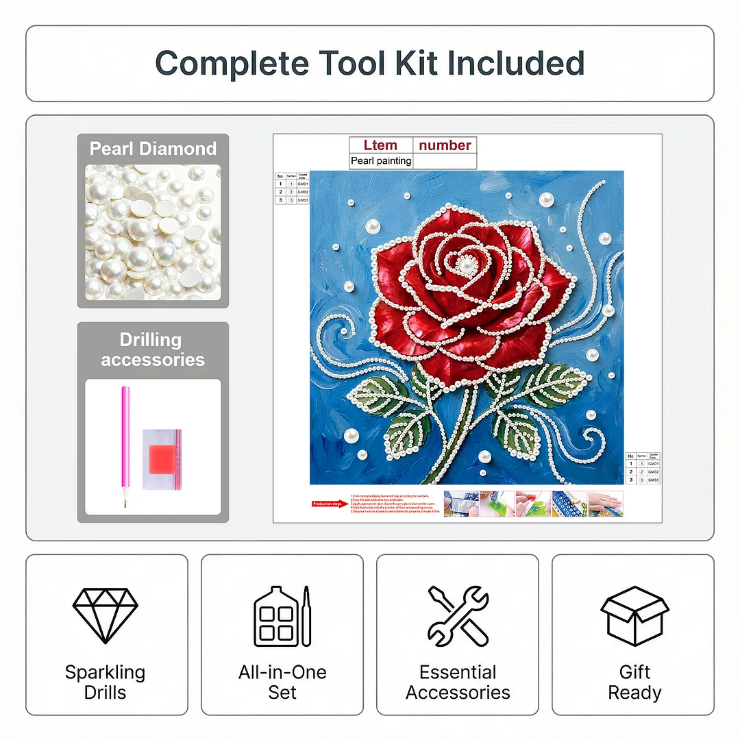 Romantic Roses DIY Pearl Painting Art Kits Frameless for Home Decor 30x30cm