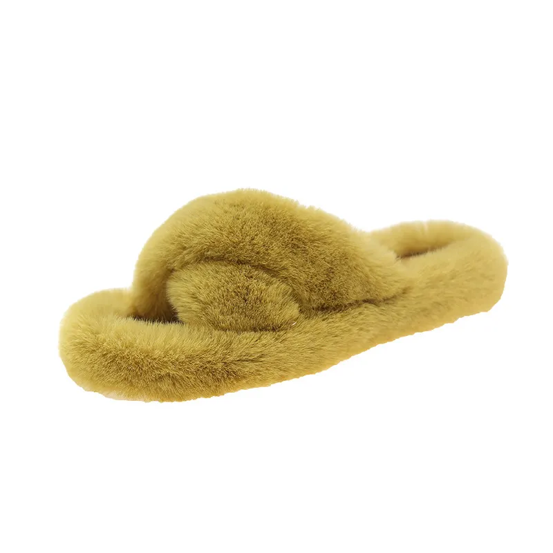 Breakj Breakj Slippers Women Wear Net Red Code 2025 New Autumn And Winter Warm Wear Cross Fur Slippers