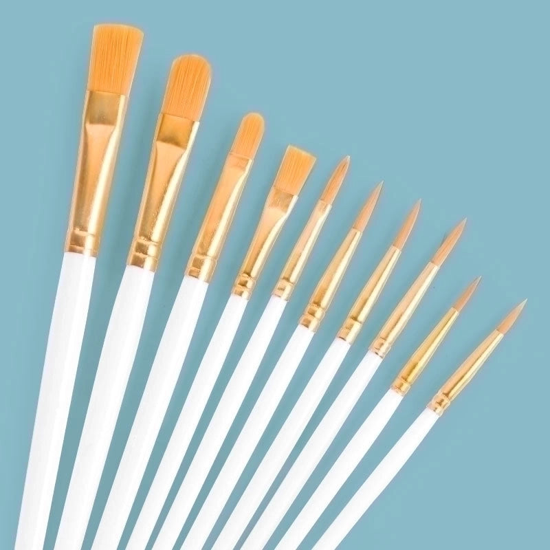 New 10 Blue Plastic Painting Oil Painting Brush Set