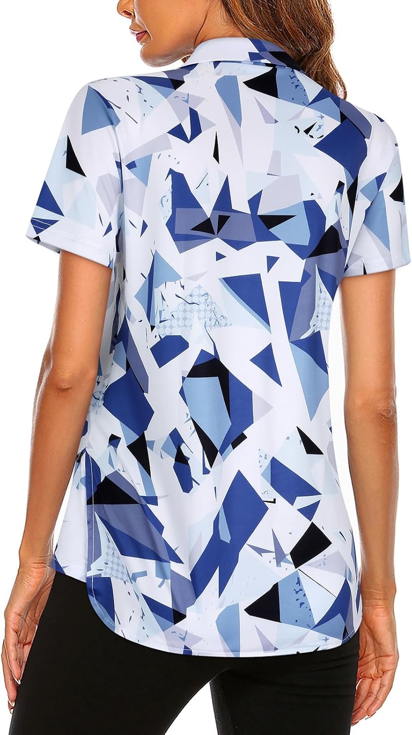 Women's Long Sleeve Golf Tennis Polo Shirts UPF50+ Half Zip Dry Fit Workout Tops Athletic Shirt