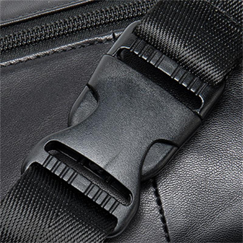 Men's Lightweight Leather Chest Bag Multi-Compartment Sports Waist Bag Crossbody Bag