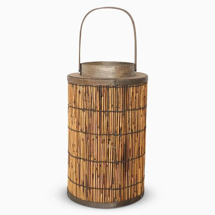 Cylinder Cone Cuboid Shaped Wicker Woven Lanterns with Single Handle - Appledas