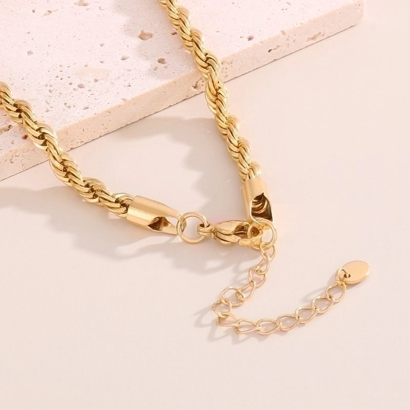 Casual Minimalist Solid Color 304 Stainless Steel 18K Gold Plated Plating Stainless Steel Necklaces