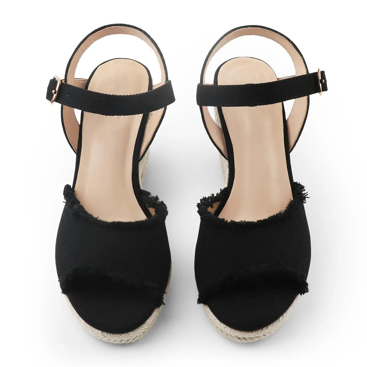 115mm/4.5" Women's Fashion Platform Espadrille Wedge Heels Ankle Strap Sandals-vocosishoes