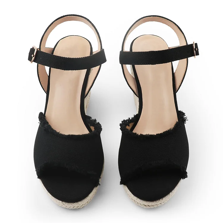 115mm/4.5" Women's Fashion Platform Espadrille Wedge Heels Ankle Strap Sandals VOCOSI VOCOSI