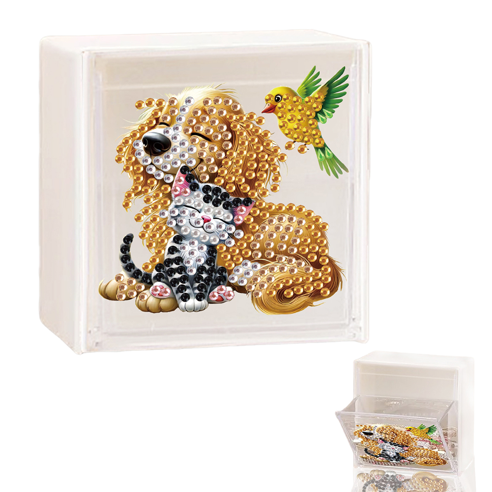 DIY Diamond Painting Storage Box Wall Mount Diamond Art Organizer Box (Dog Cat)