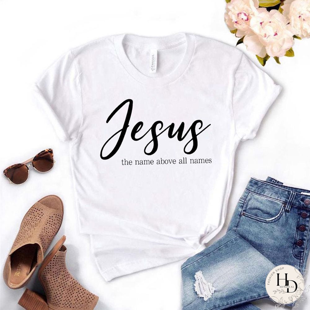 Summer Women's T-shirt Jesus' Name Is HigherThan Everyone's Name Printed T-shirt Women Casual Harajuku Graphic T-shirt 4XL