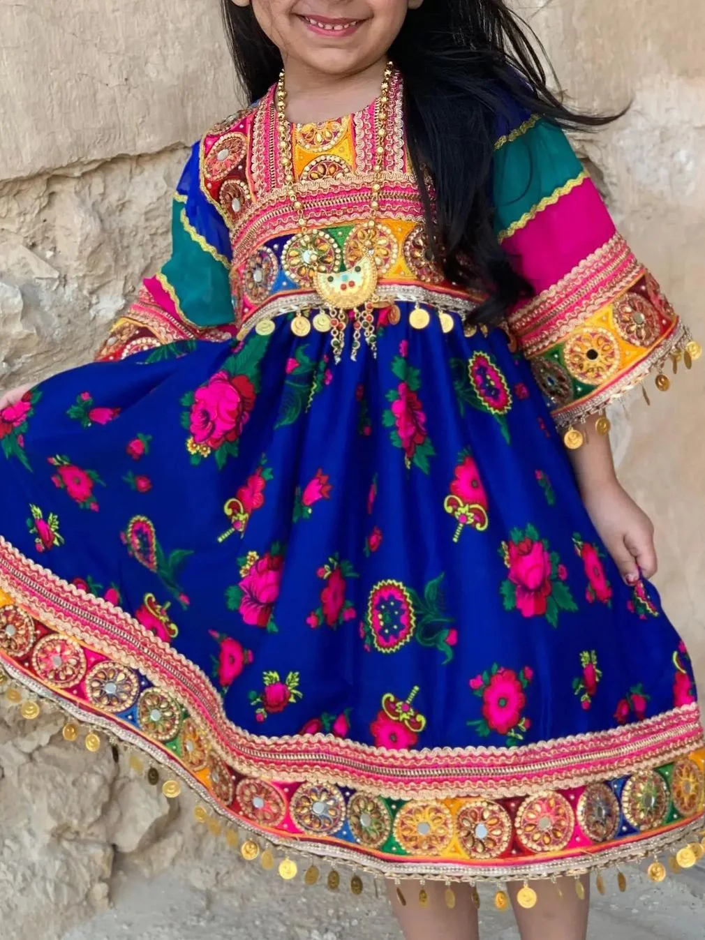 Children's Ethnic Floral Print Dress