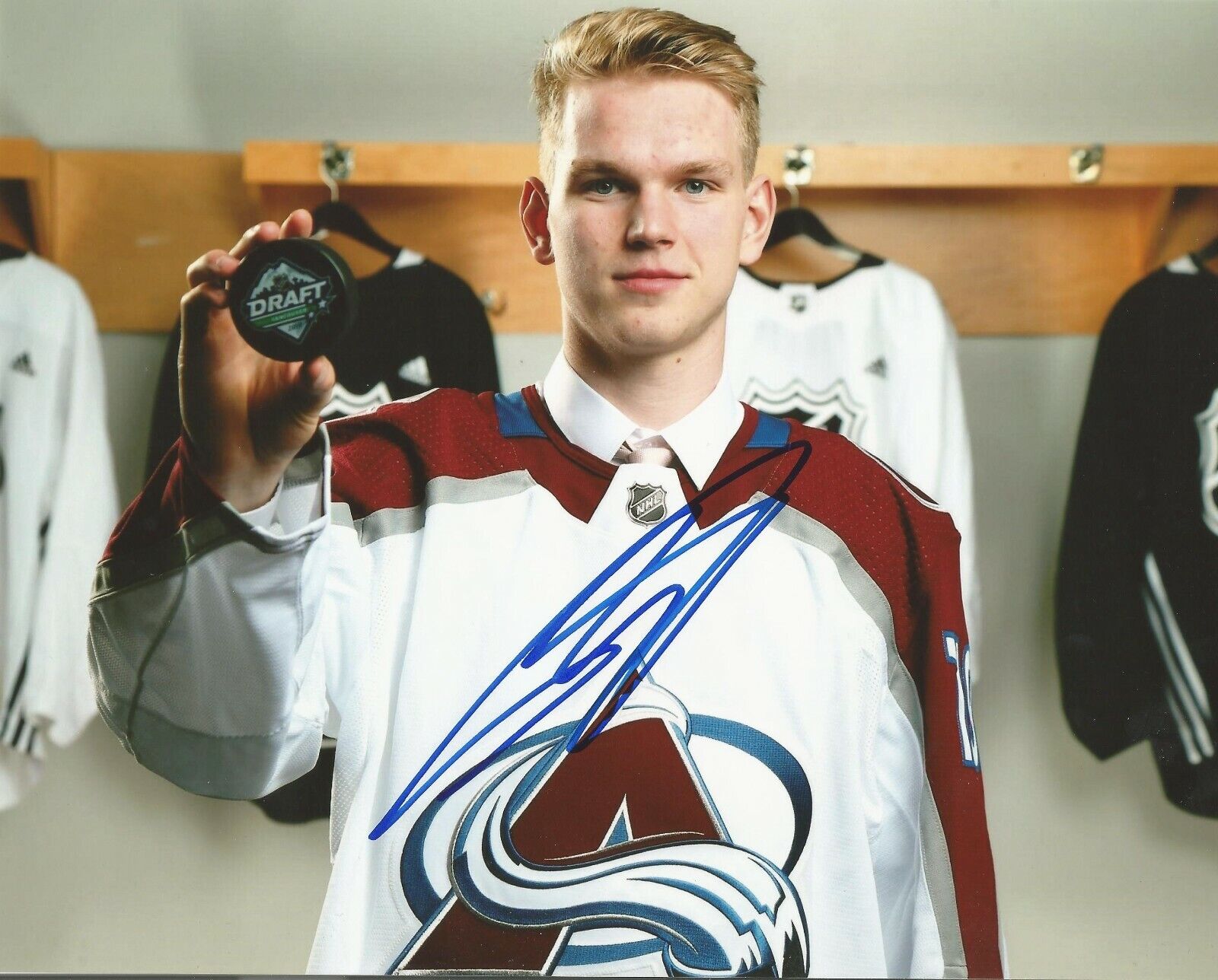 BOWEN BYRAM SIGNED COLORADO AVALANCHE NHL DRAFT 8x10 Photo Poster painting #1 with PROOF & COA