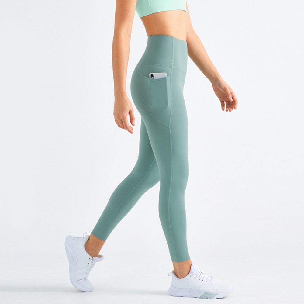 Llyge Yoga Pants With Pocket High Waist Butt Lift Leggings Elastic Training Workout Sport Leggings Traceless Yoga Leggings llyge