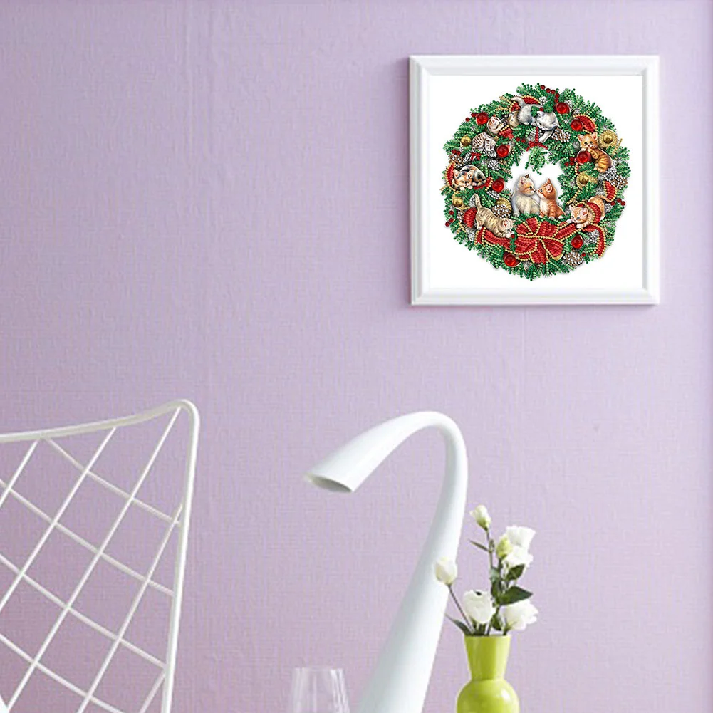 Diamond Painting - Partial Special Shaped Drill - Christmas Wreath(30*30cm)