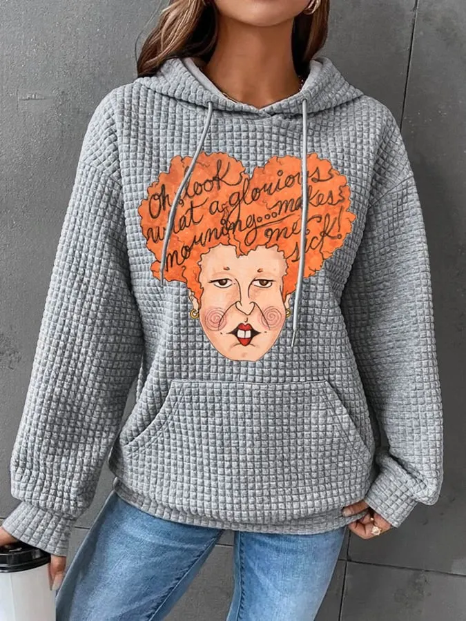 Halloween Witch-Print Checked Textured Sweatshirt