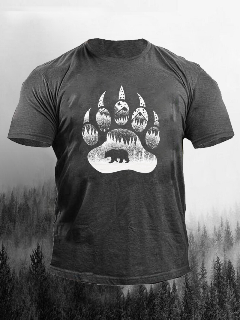 Men's Outdoor Bear's Paw Printed Short-sleeve Cool Sport T-shirt