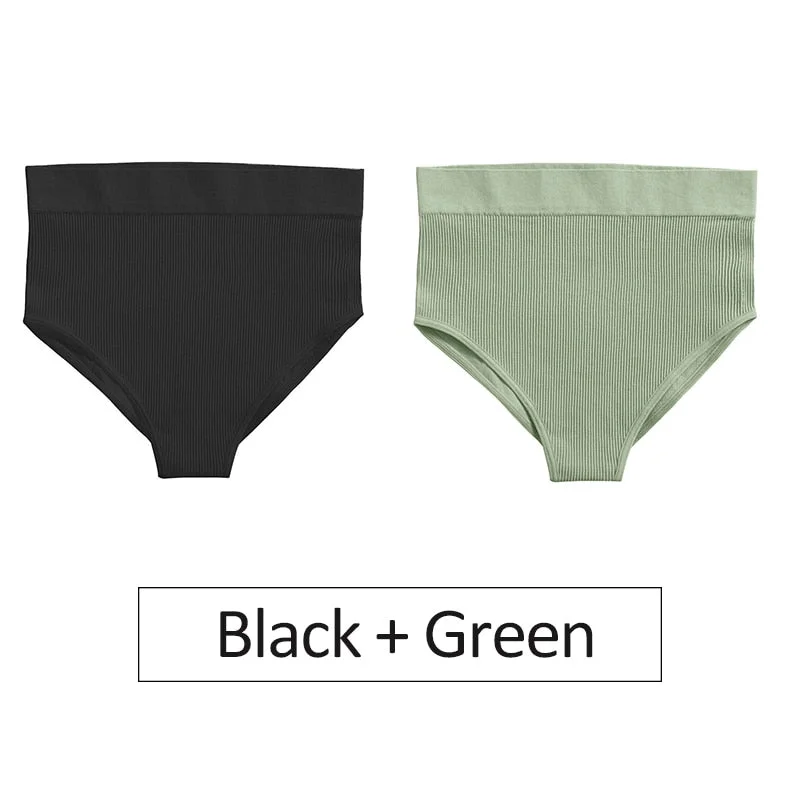 2PCS/Set Women's Panties High Waist Seamless Underwear Female Underpants Woman Sexy Briefs Ladies Panties Intimates Lingerie