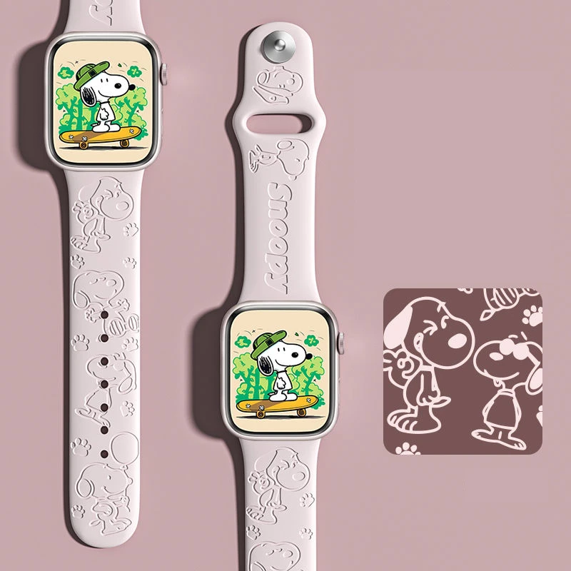 Peanuts Snoopy Relief Carving Strap for Apple Watch Band 44mm 40mm 45mm 41mm 38mm 42mm Silicone Solo Loop Bracelet IWatch 8 Ultra 7 6 5 A Cute Shop - Inspired by You For The Cute Soul 