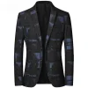 Men's Plaid Elastic Trendy Casual Blazer