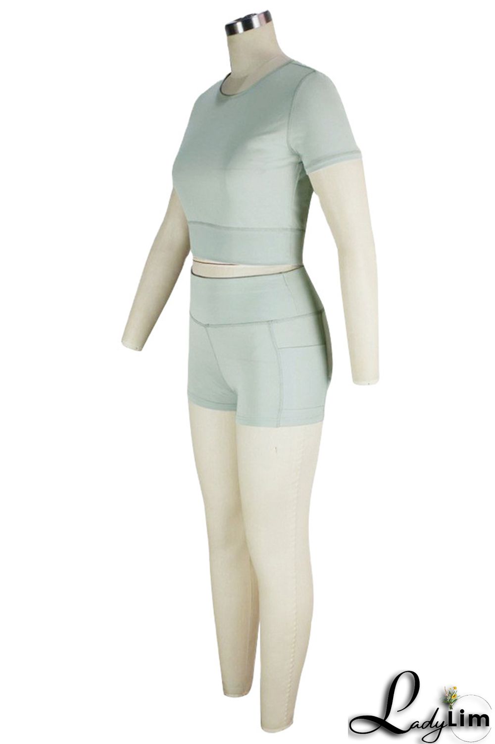 Black Fashion Casual Solid Basic O Neck Short Sleeve Two Pieces