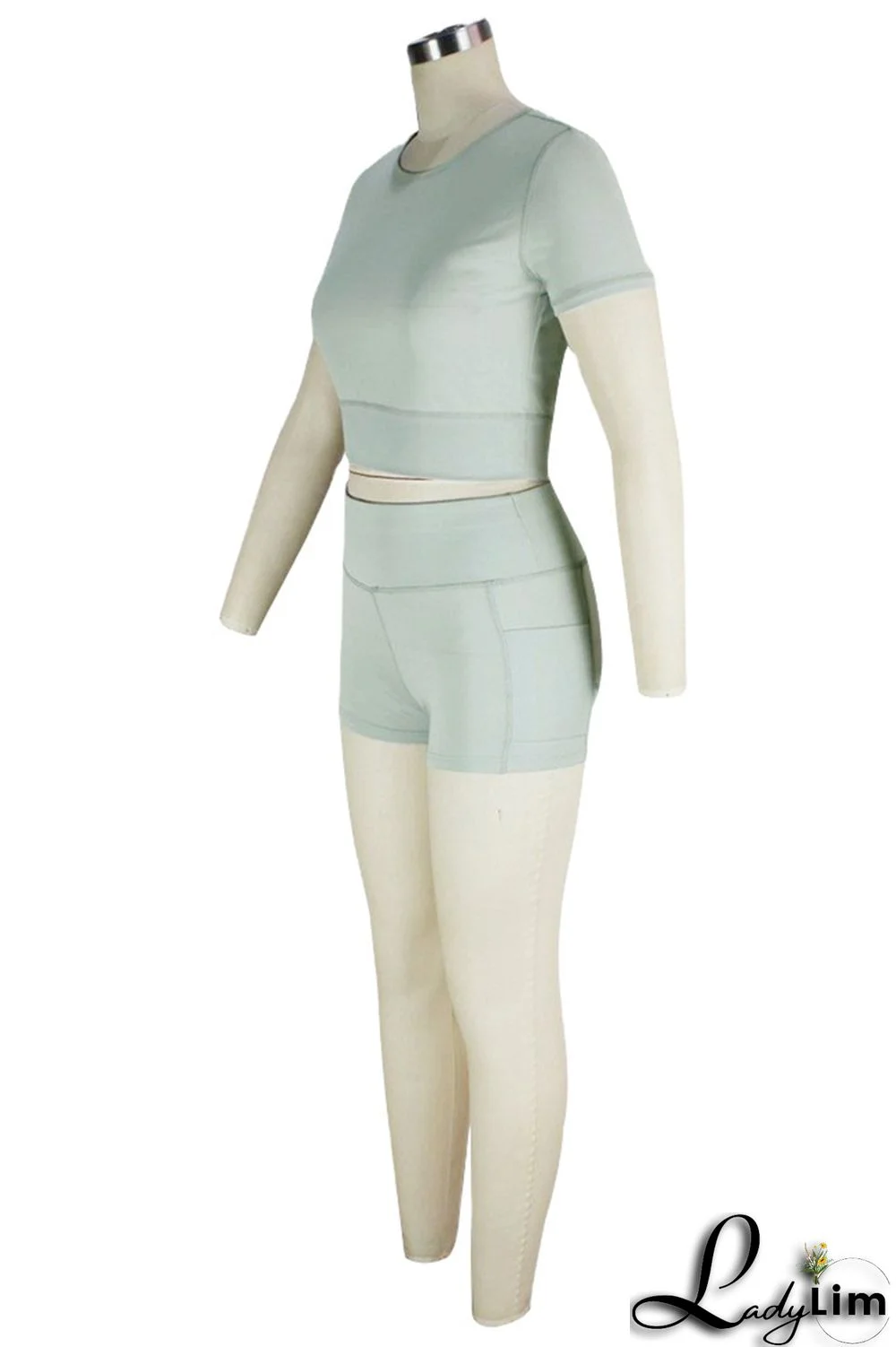 Black Fashion Casual Solid Basic O Neck Short Sleeve Two Pieces